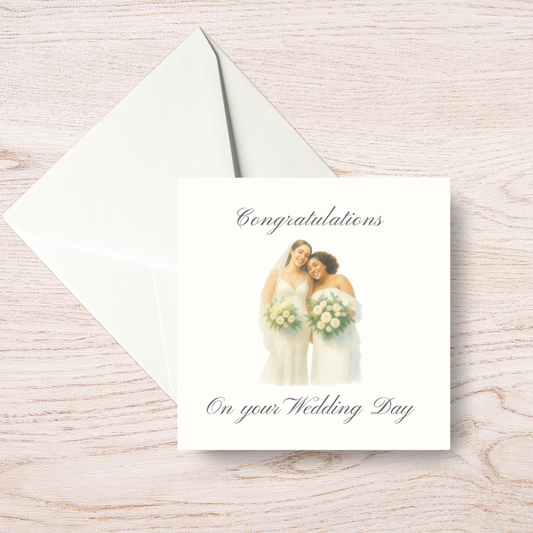 Congratulations Two Brides Wedding Card