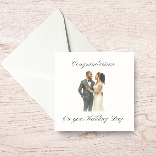 Congratulations Black Couple Wedding Card