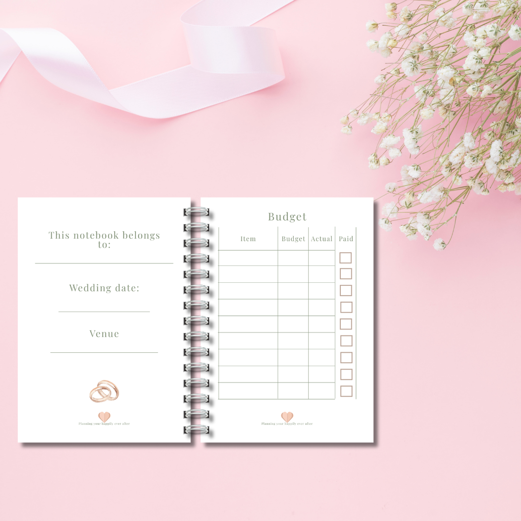 Bride-to-Be Wedding Planner | Pink and White Candy Stripe Wedding Planning Organiser, Budget, Guest List & Seating Plan