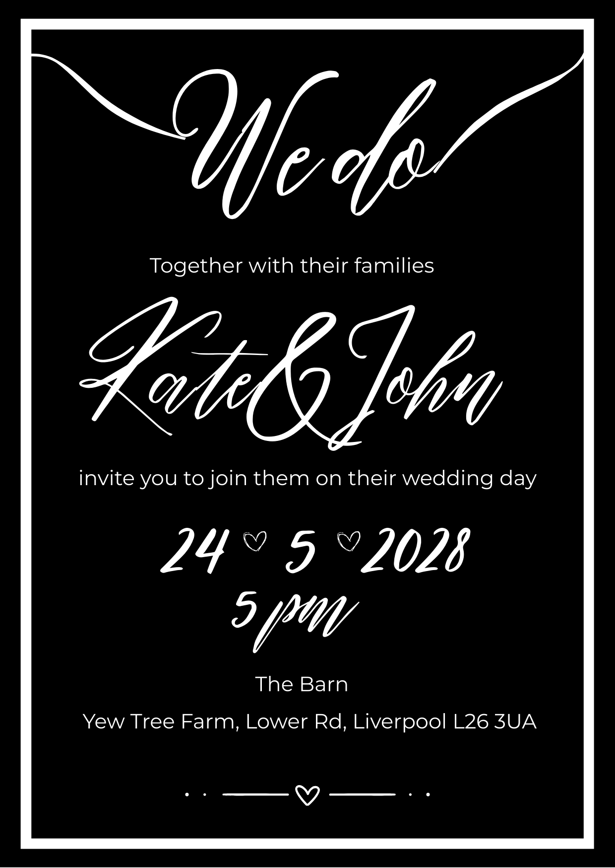 Black Script Wedding Invitation