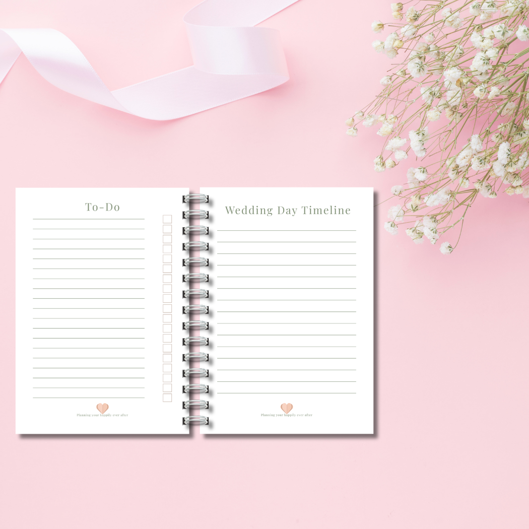Bride-to-Be Wedding Planner | Pink and White Candy Stripe Wedding Planning Organiser, Budget, Guest List & Seating Plan