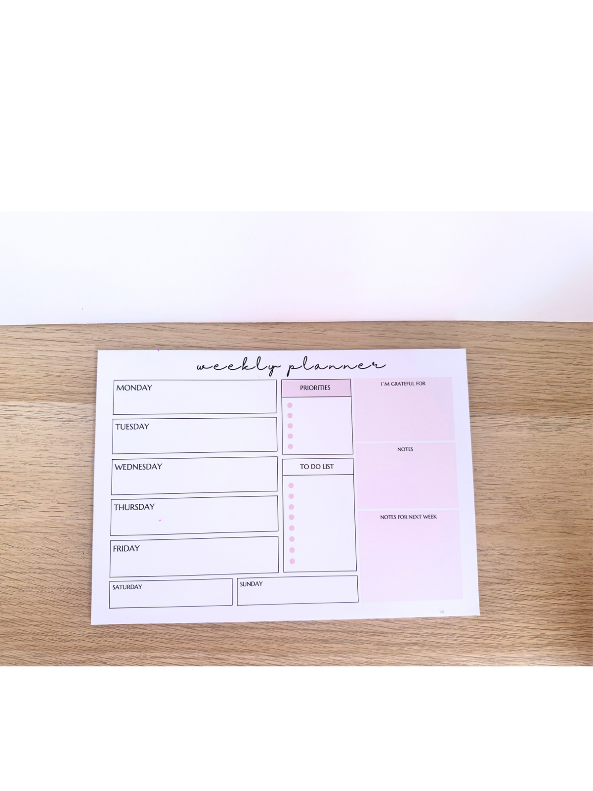Minimalist Weekly Planner | A4 Tear-Off Planning Pad