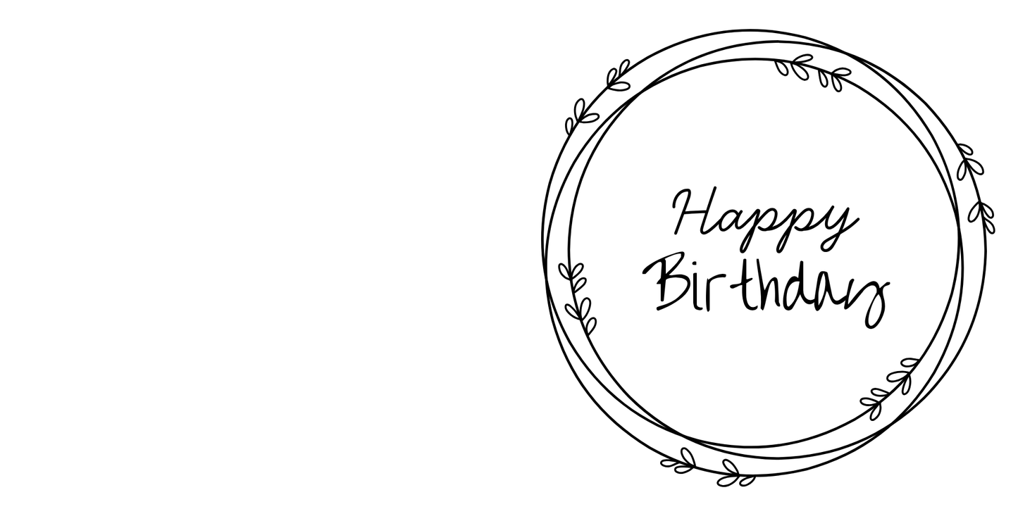Minimalist Wreath Happy Birthday Greeting Card – Black & White