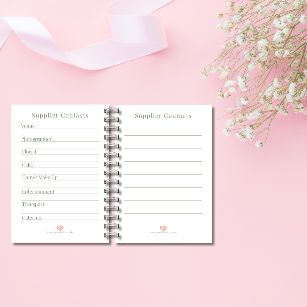 Bride-to-Be Wedding Planner | Pink and White Candy Stripe Wedding Planning Organiser, Budget, Guest List & Seating Plan