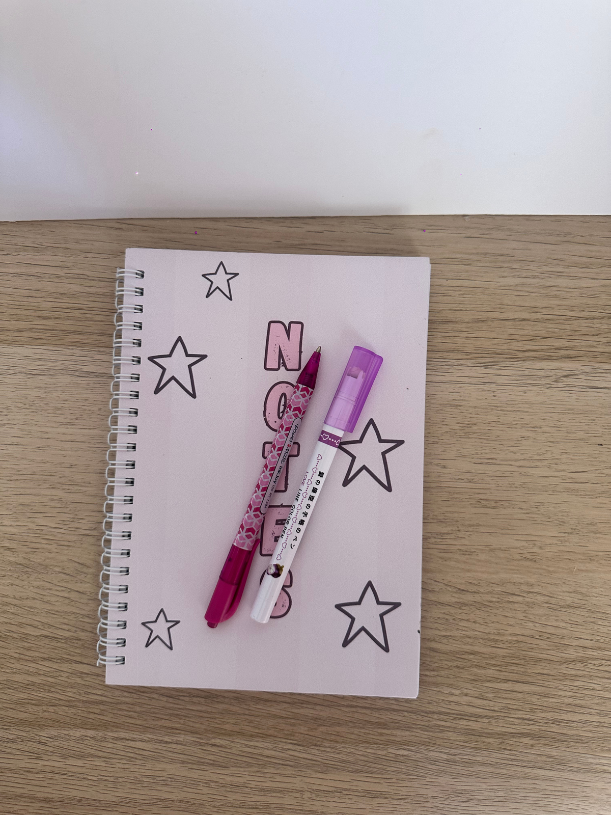 Pink Stars A5 Lined Notebook | Cute Pink Notes Notebook