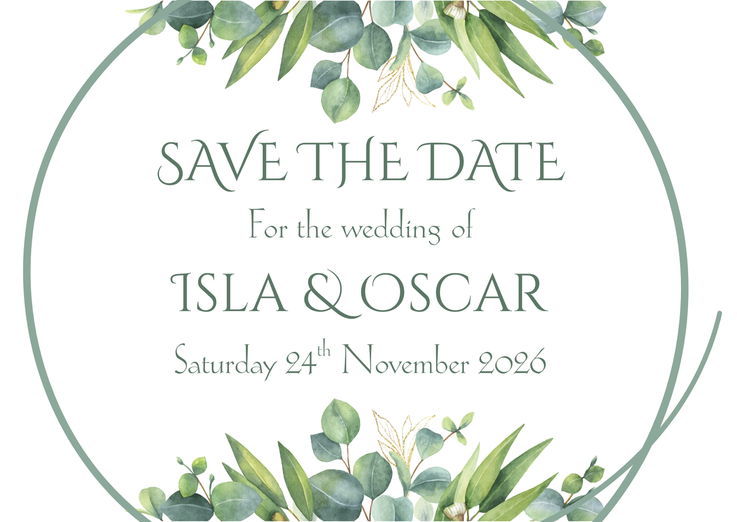 Eucalyptus Watercolour Save the Date | Elegant Botanical Wedding Announcement