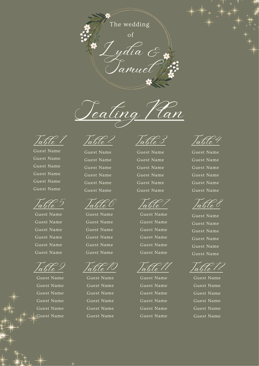 Dark Floral Seating Plan