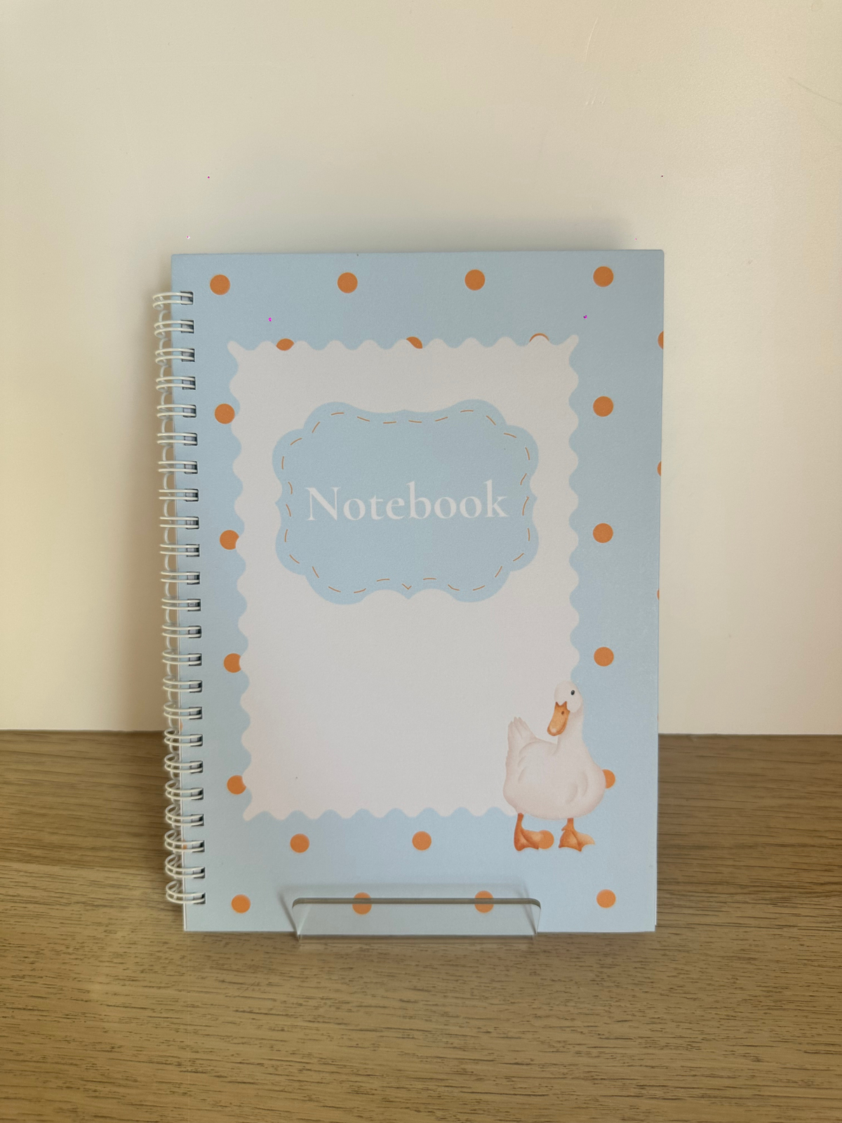 Blue Duck A5 Lined Notebook | Cute Pastel Blue & Polka Dot Design