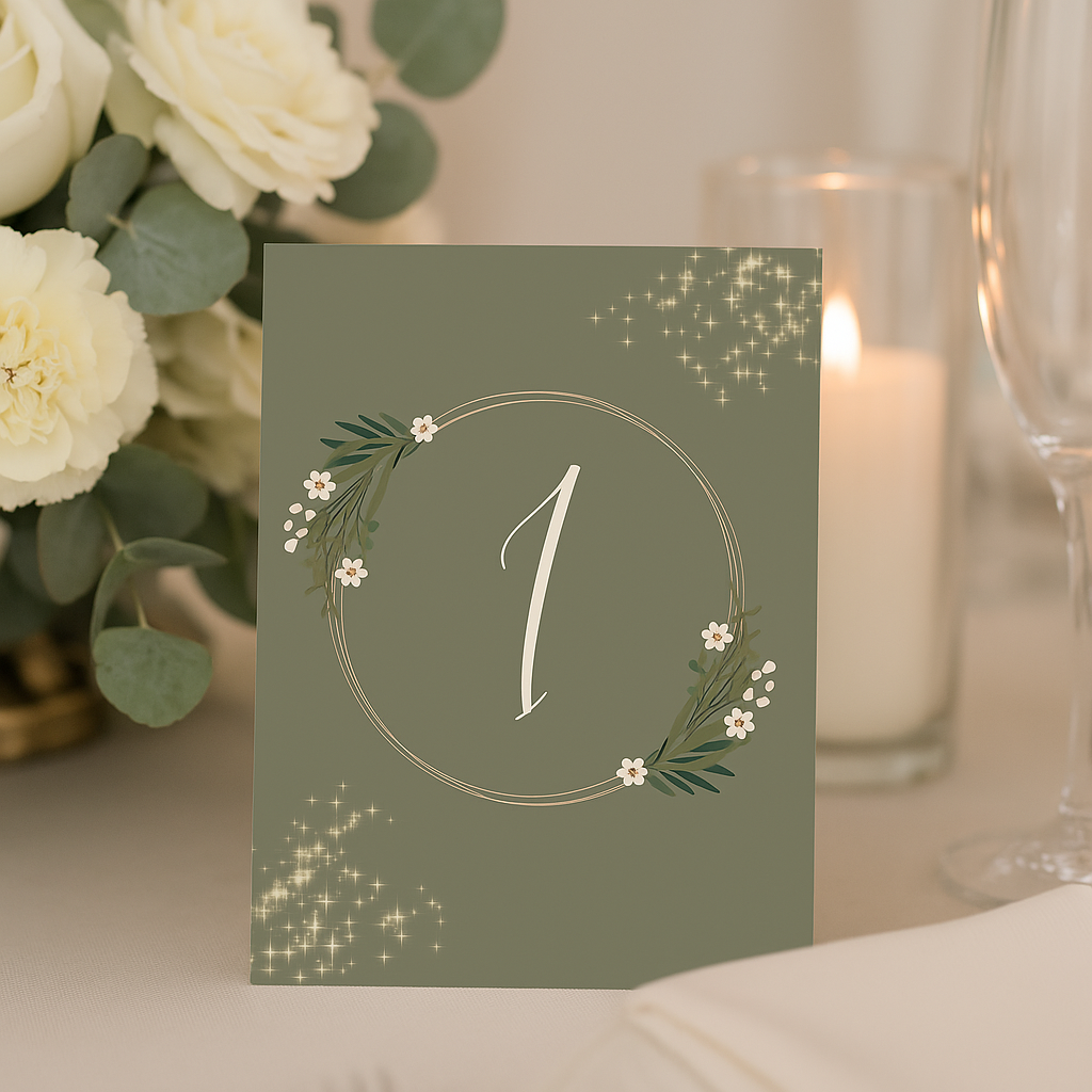 Dark Floral Table Numbers