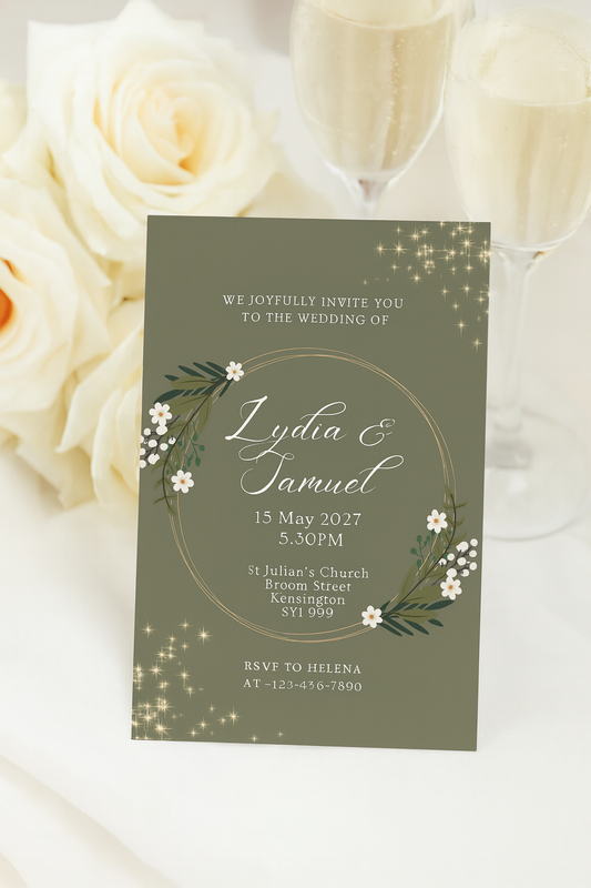 Dark Floral Wedding Invitation