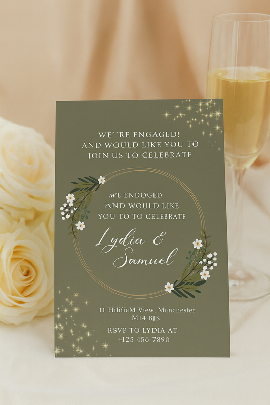Dark Floral Engagement Invitation