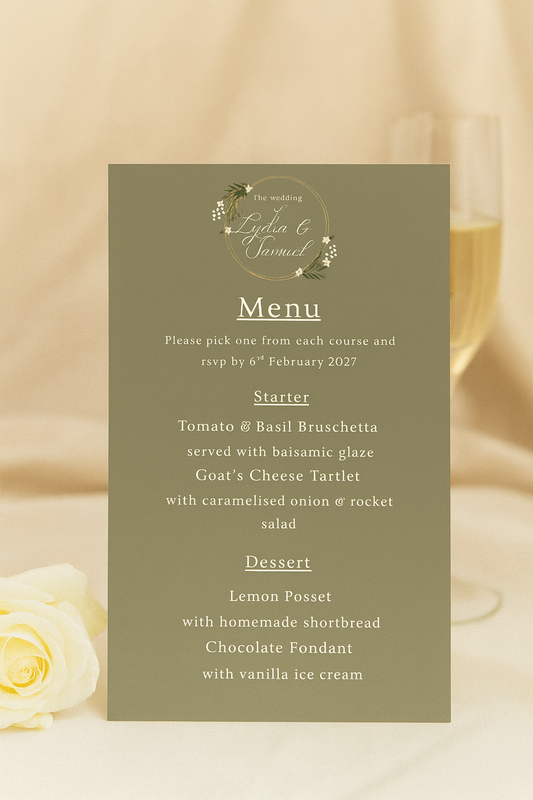 Dark Floral – Wedding Menu (A6)