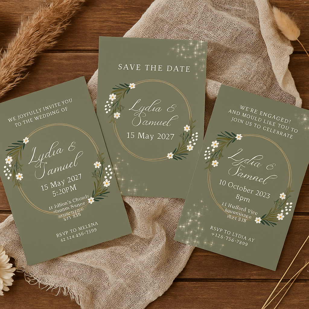 Dark Floral Engagement Invitation