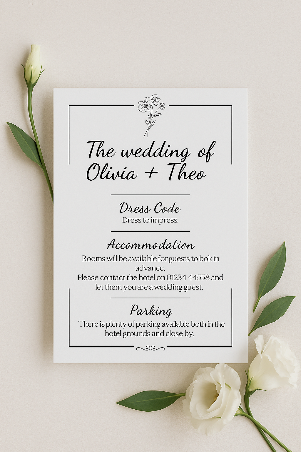 Monochrome Floral Wedding Details