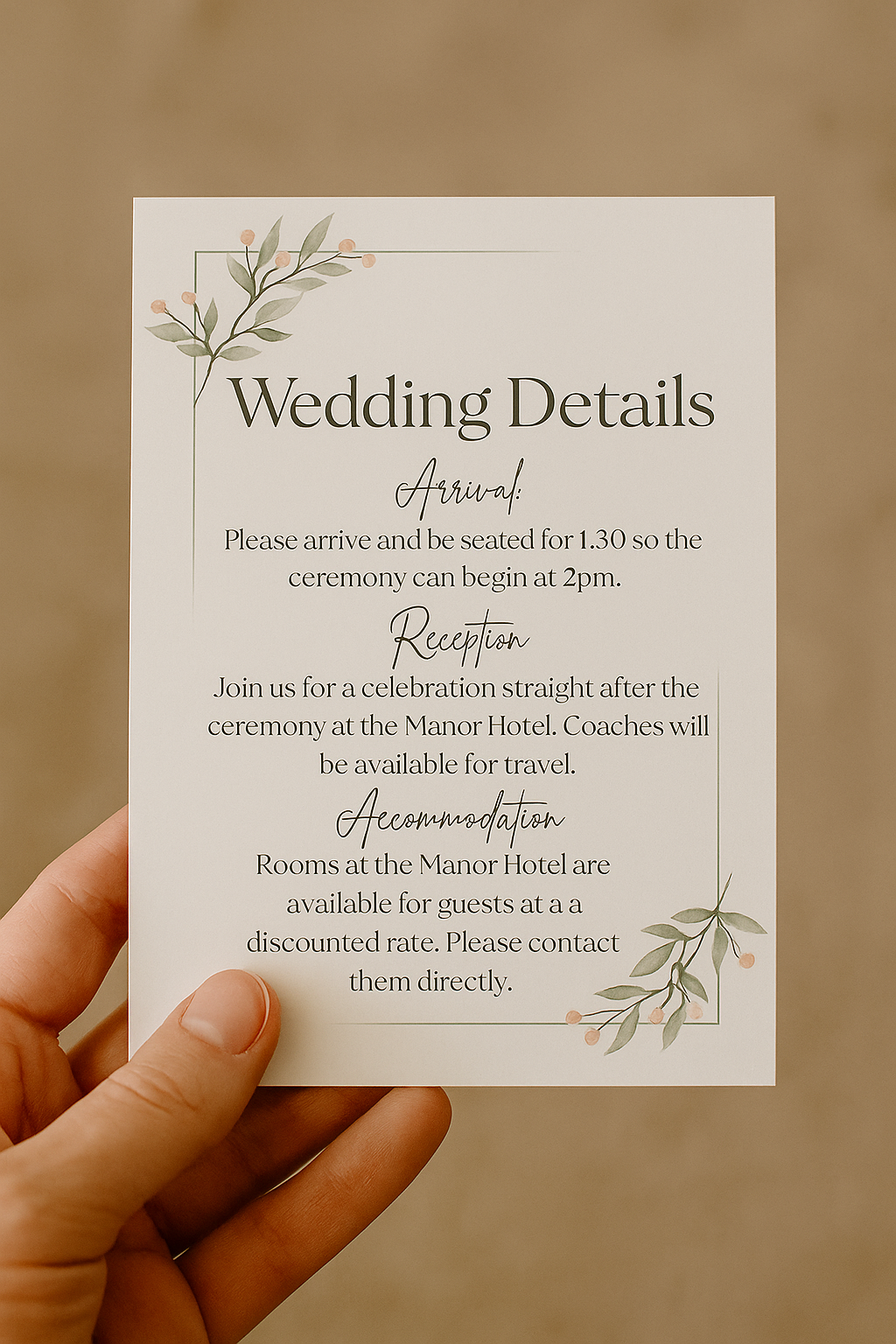 Frosted Berry – Wedding Details Insert Card