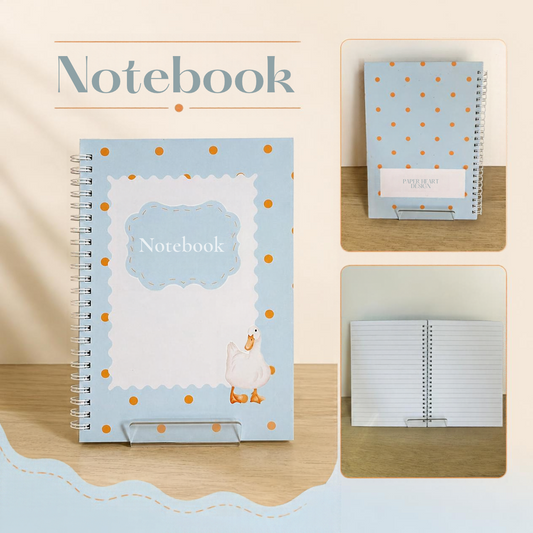 Blue Duck A5 Lined Notebook | Cute Pastel Blue & Polka Dot Design