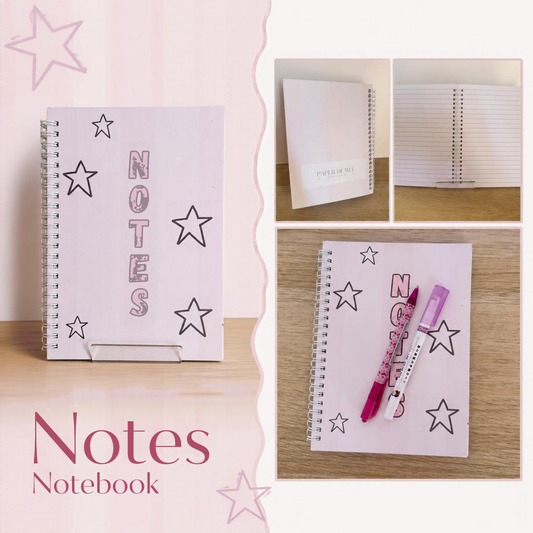 Pink Stars A5 Lined Notebook | Cute Pink Notes Notebook