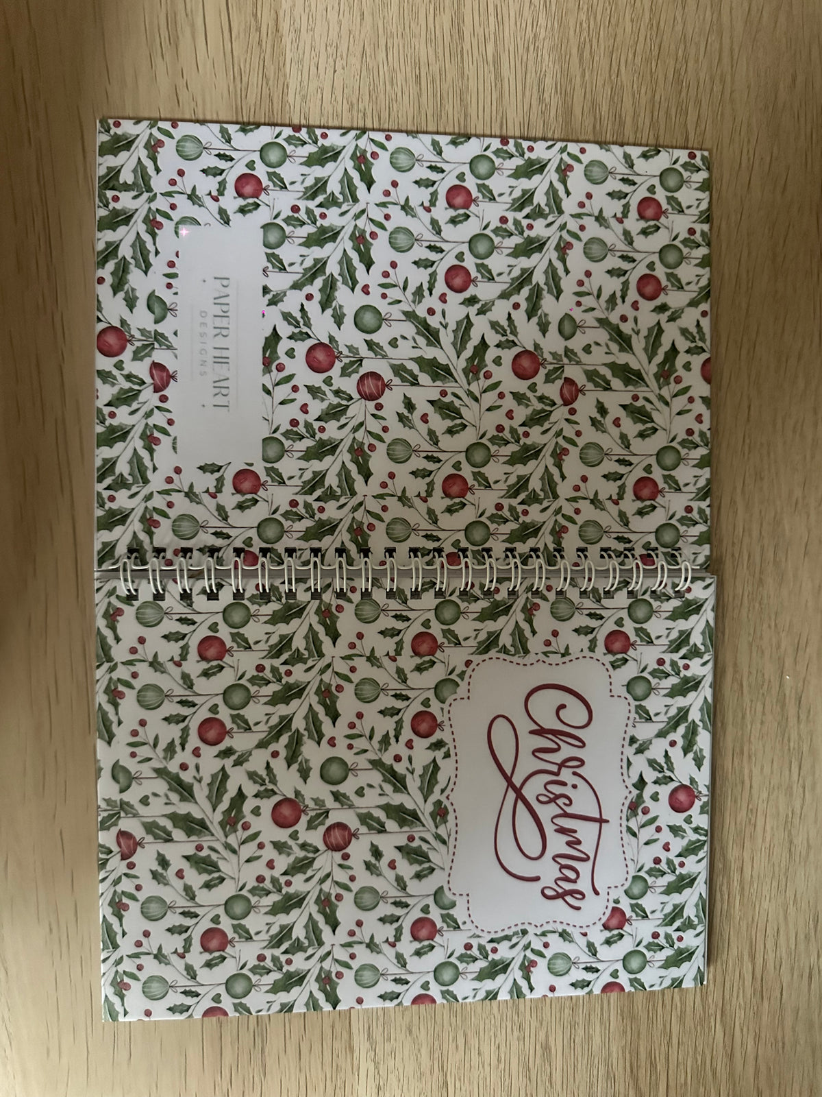 Christmas A5 Lined Notebook | Festive Holly & Baubles Design