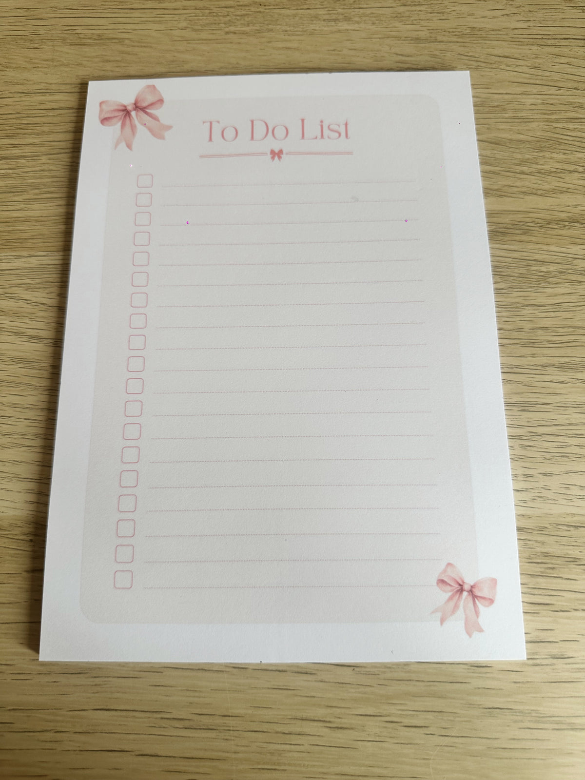 Pink Bow A5 To-Do List Pad | Tear-Off Checklist Notepad