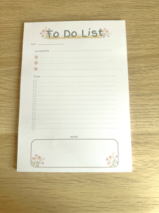 Floral A5 To-Do List Pad | Tear-Off Daily Planner