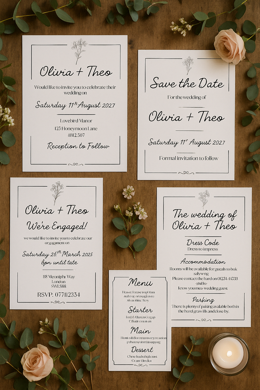 Monochrome Floral Save the Date