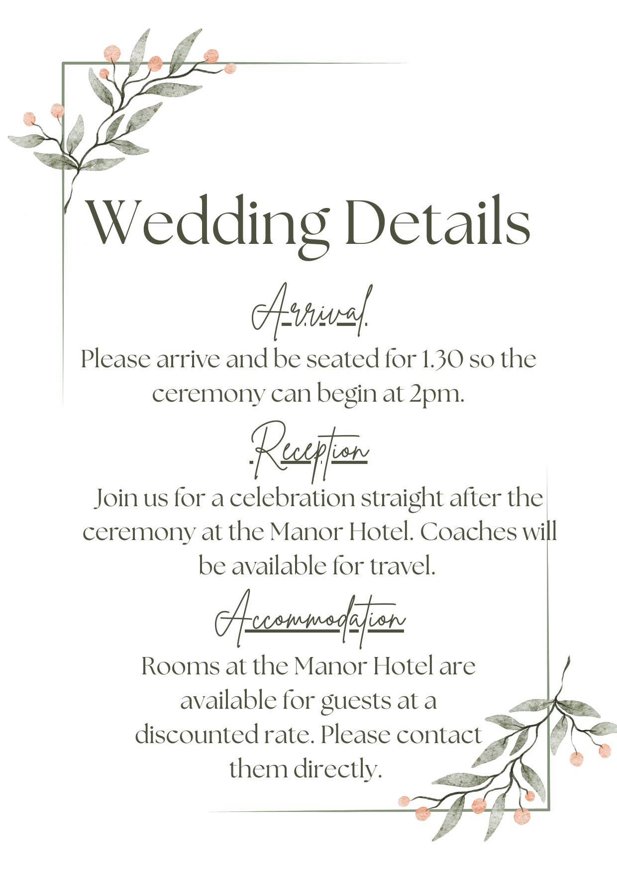 Frosted Berry – Wedding Details Insert Card